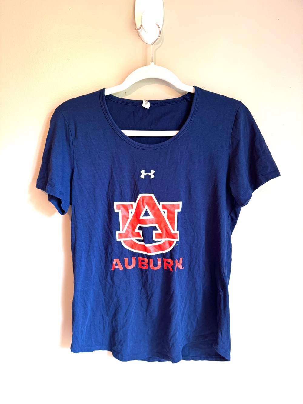 University Of Auburn Under Armour Navy Orange Heat Gear Women's Shirt Top M